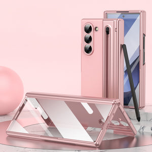 Electroplated leather Shell Film Integrated protective case or Samsung Z Fold Series with Pen Slot