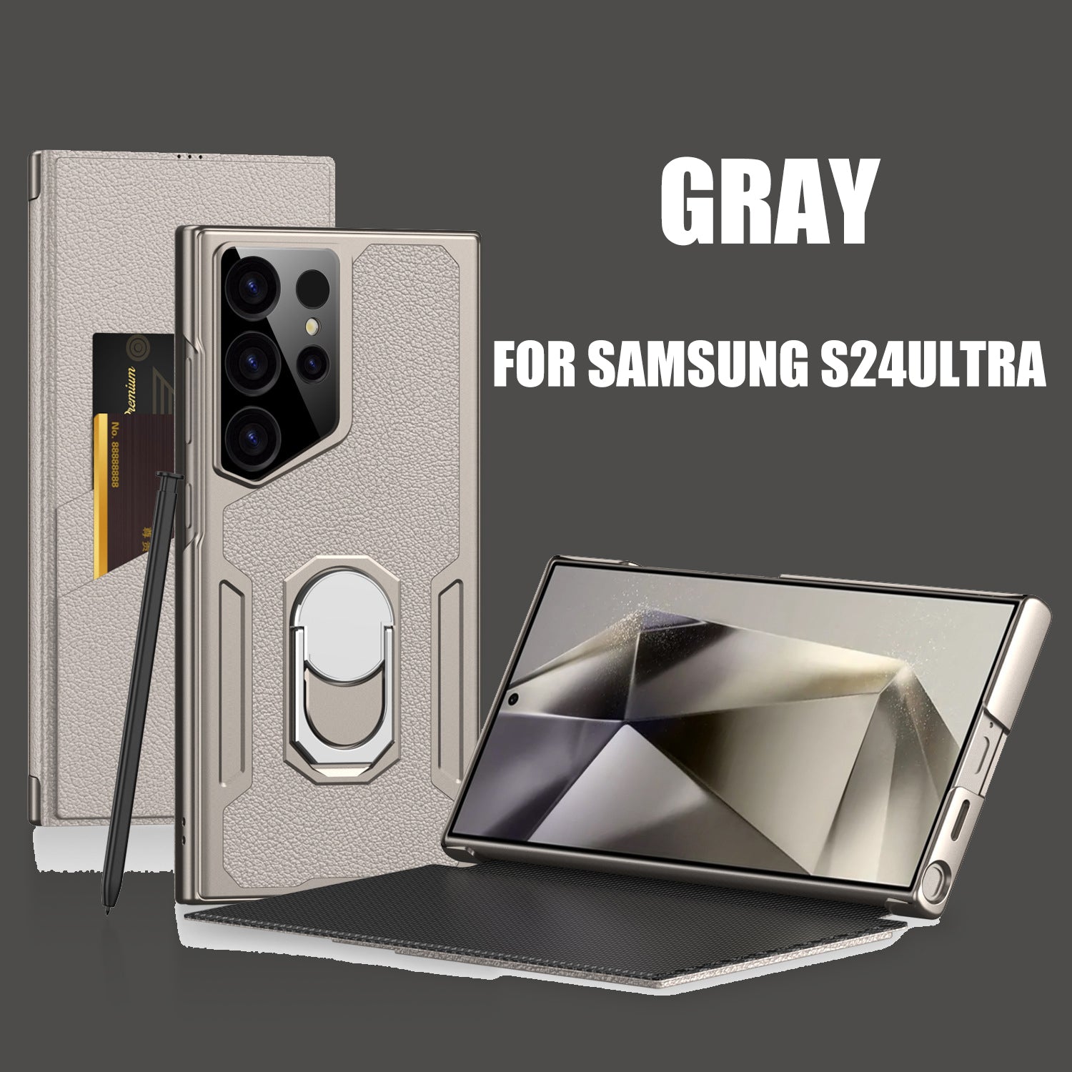 Suitable for Samsung S24Ultra Flip Rotating Ring Leather Case