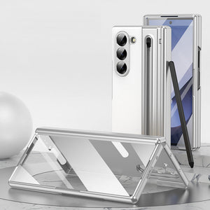 Electroplated leather Shell Film Integrated protective case or Samsung Z Fold Series with Pen Slot