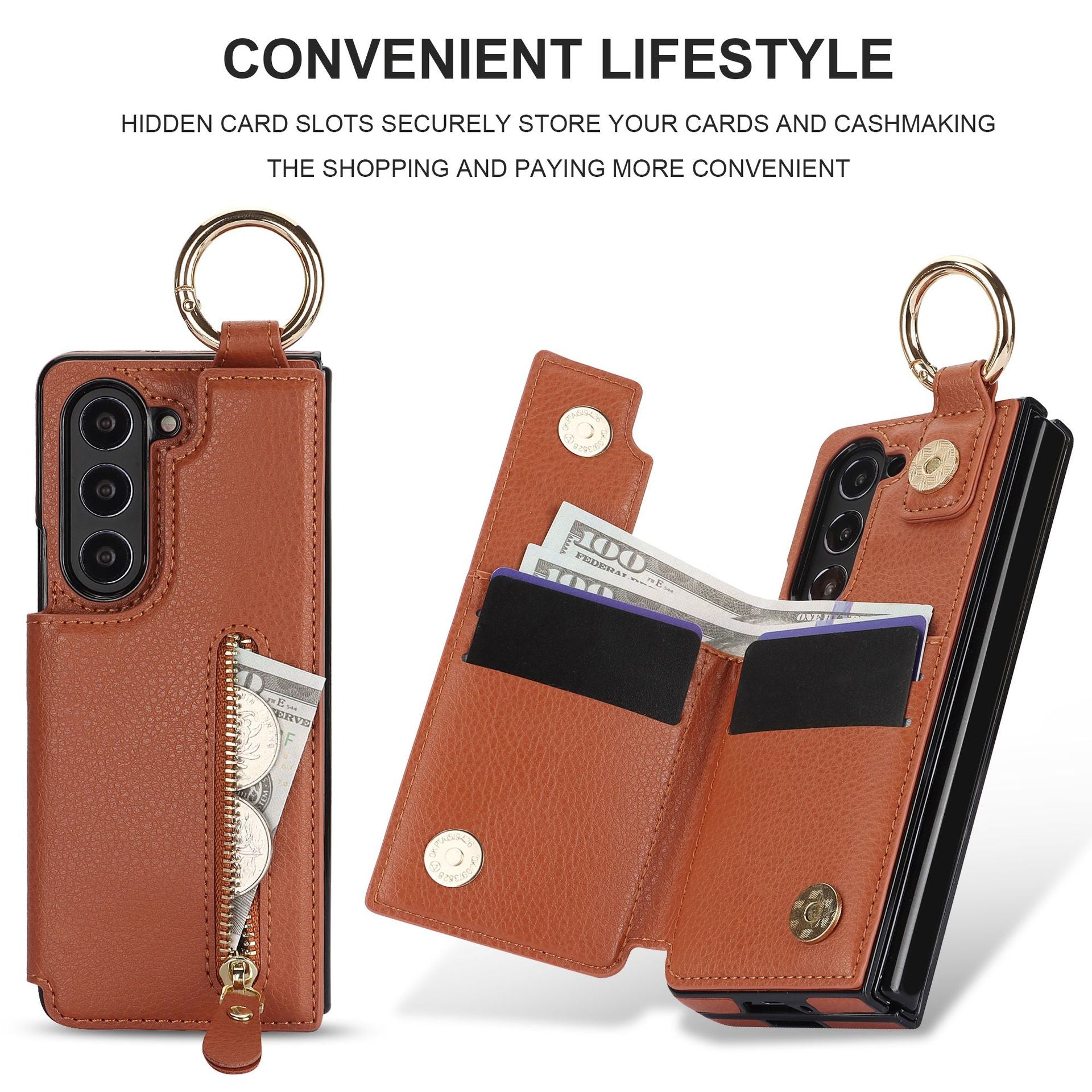 Suitable for Samsung ZFold3/4/5/6 Wallet Ring Phone Case