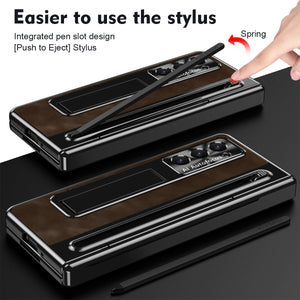 Retro Style Anyi-fall Protective Leather Phone Case For Galaxy Fold 7/6/5 With Front Protection Film And Stylus