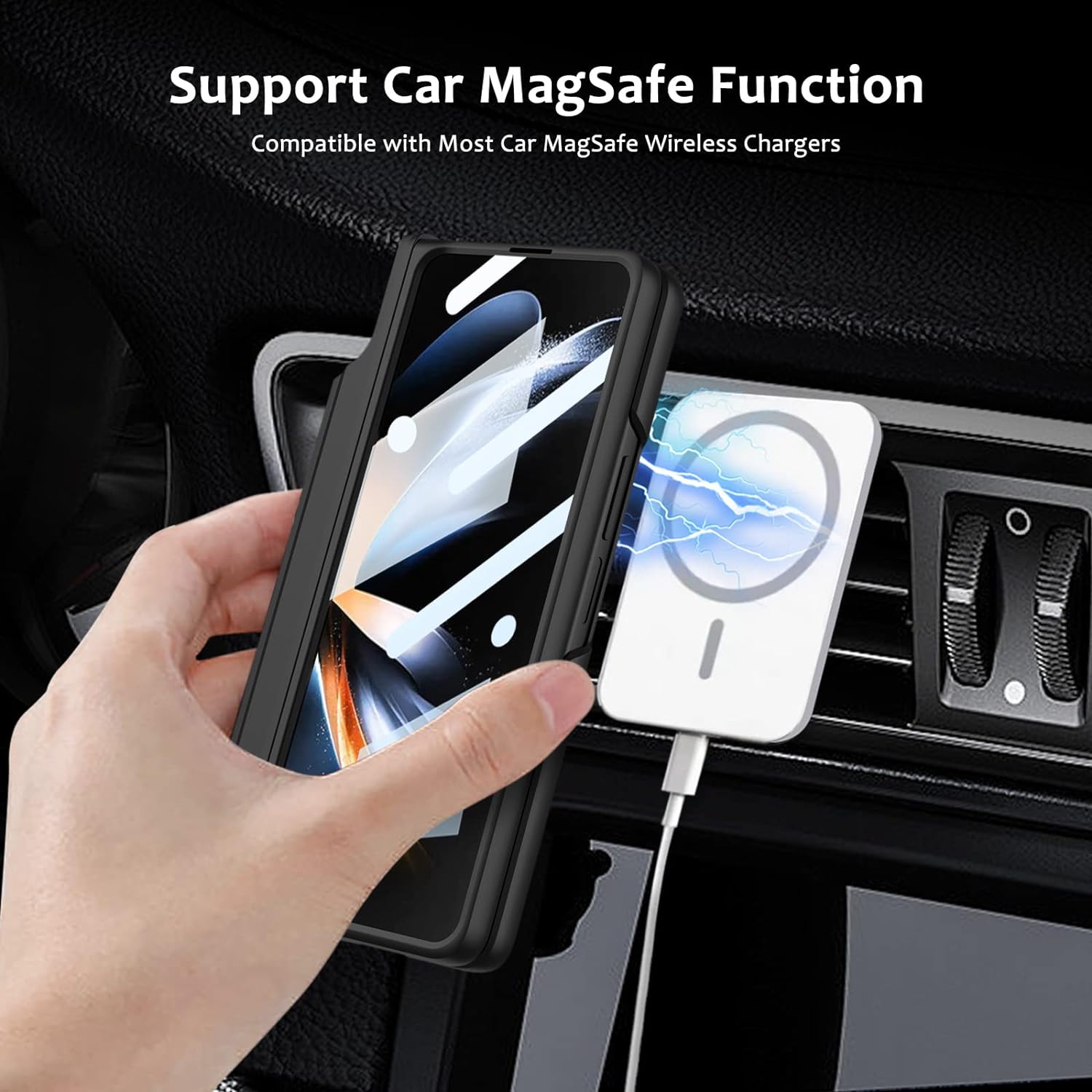 Wireless Magnetic Phantom Pen Holder Mobile Phone Case For Samsung Z Fold 5/6