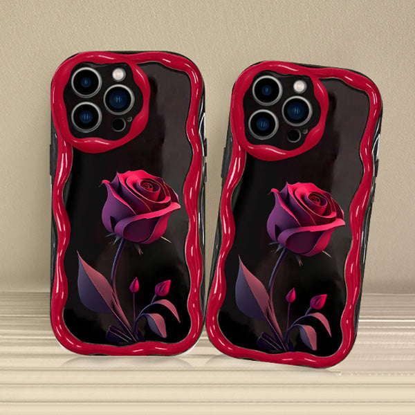 Dark night red rose phone case