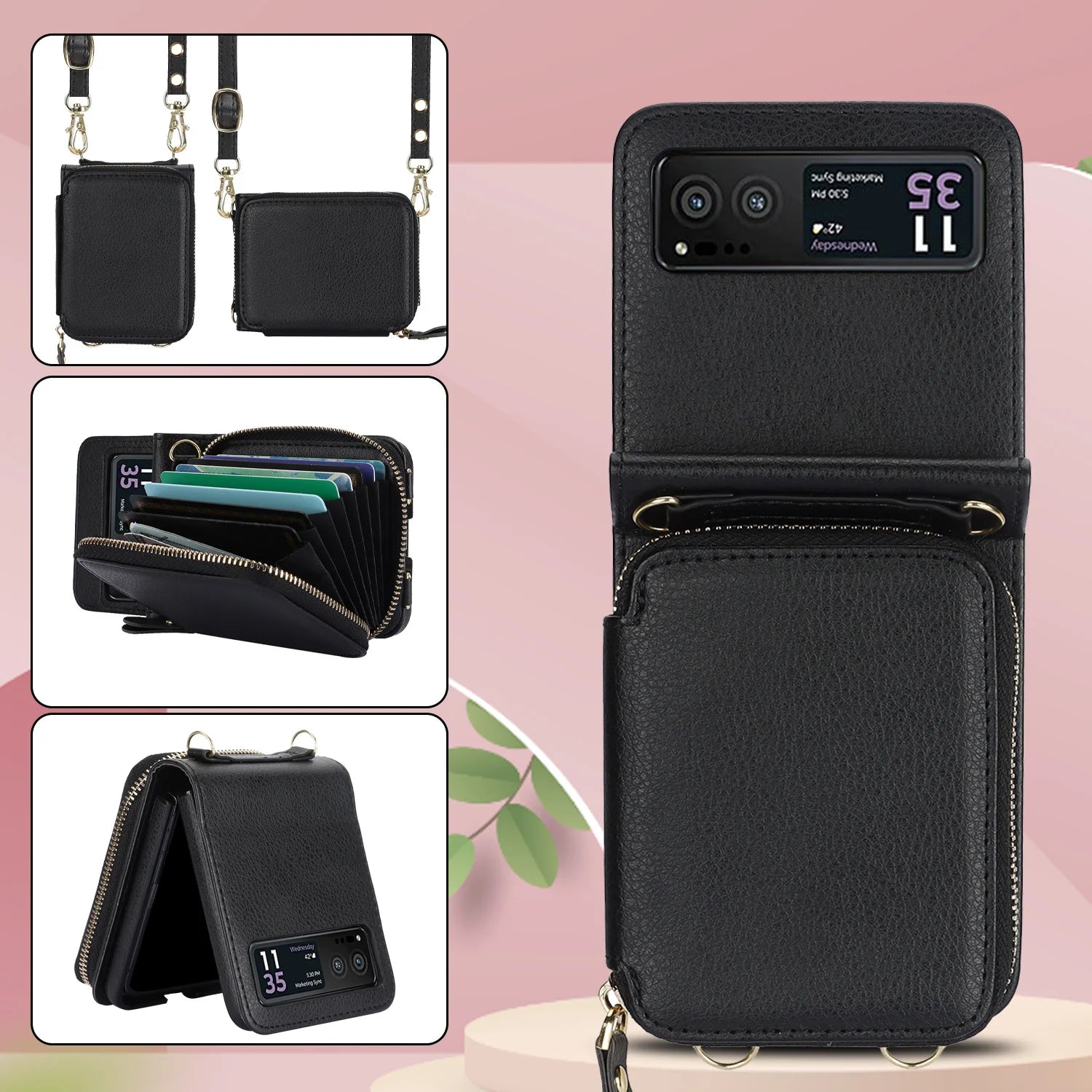 Suitable for Samsung Galaxy Z Flip 6/5/4/3 leather card holder mobile phone case