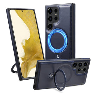 Samsung Luxurious Leather Magnetic Case with Invisible Stand for Samsung S25 Ultra Plus