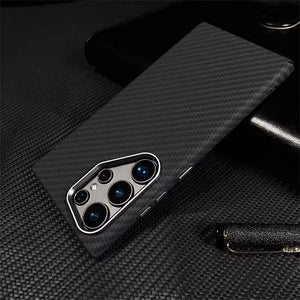 Trendy Carbon Fibre Relief MagSafe Phone Casefor Samsung S24 S23 Ultra S23 S24 Plus Wireless Charging Hard Pc Shockproof Cover Protection Cellphone Protective