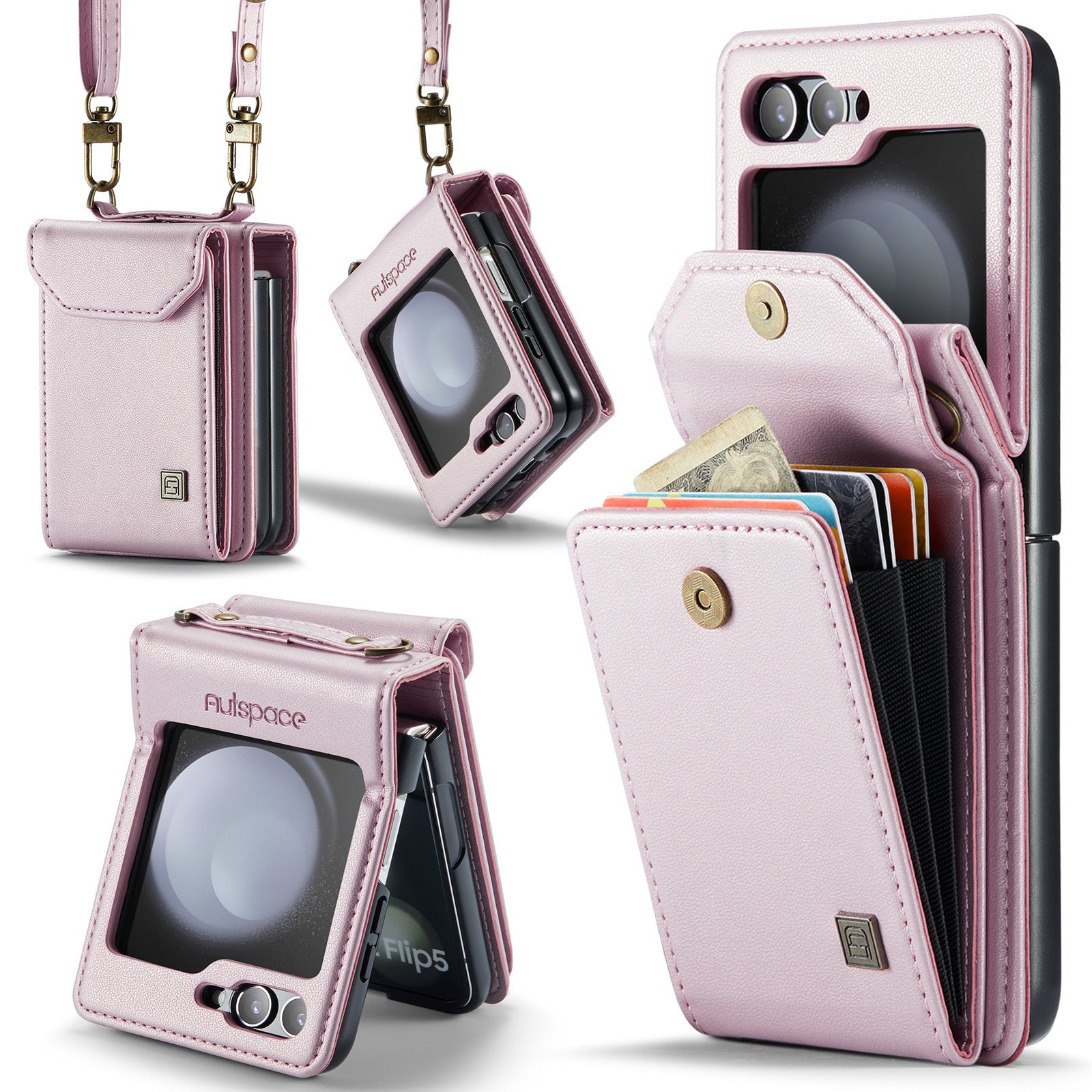 Suitable For Samsung Z Flip5/6 Foldable Screen Hanging Rope Organ Card Insert Protection Case