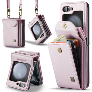 Suitable For Samsung Z Flip5/6 Foldable Screen Hanging Rope Organ Card Insert Protection Case