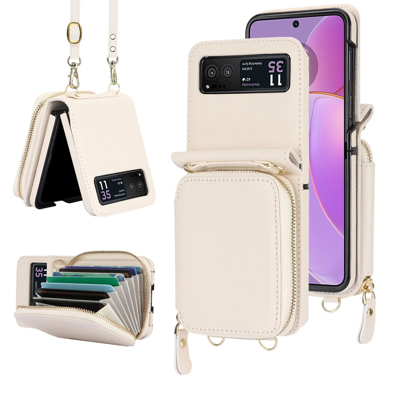 Suitable for Samsung Galaxy Z Flip 6/5/4/3 leather card holder mobile phone case