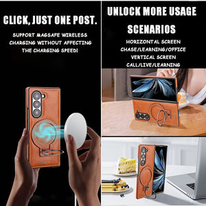New Arrival - Handcrafted Luxury Leather Invisible Magnetic Stand Protective Shell for Samsung Z Fold6/5/4/3