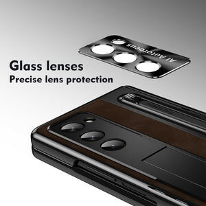 Retro Style Anyi-fall Protective Leather Phone Case For Galaxy Fold 7/6/5 With Front Protection Film And Stylus