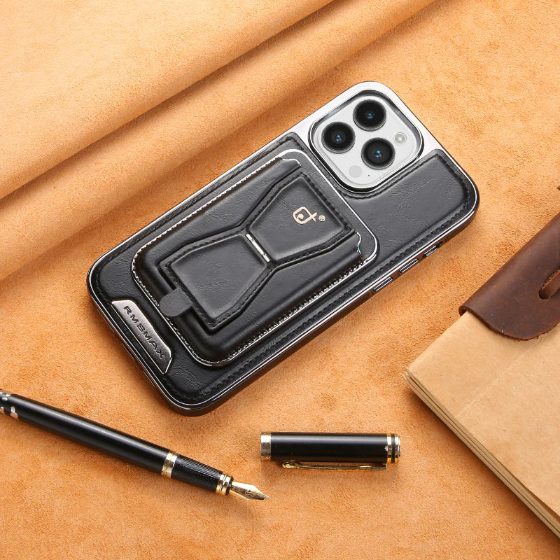 Invisible Folding Stand Magnetic Card Bag Phone Case for iPhone 15/14/13 Series