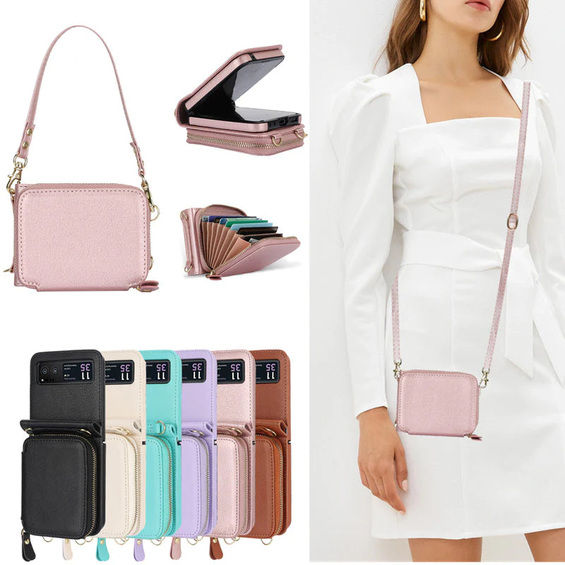 Suitable for Samsung Galaxy Z Flip 6/5/4/3 leather card holder mobile phone case