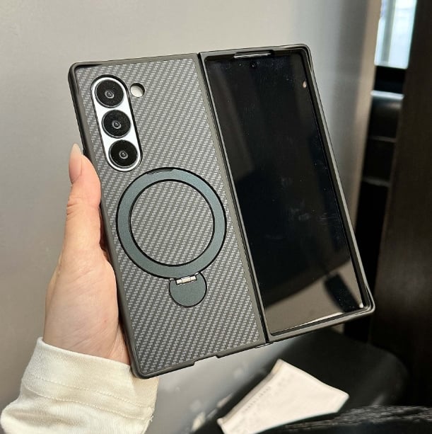 Carbon Fiber Magnetic Rotating Four-corner Anti-fall Case For Samsung Z Fold