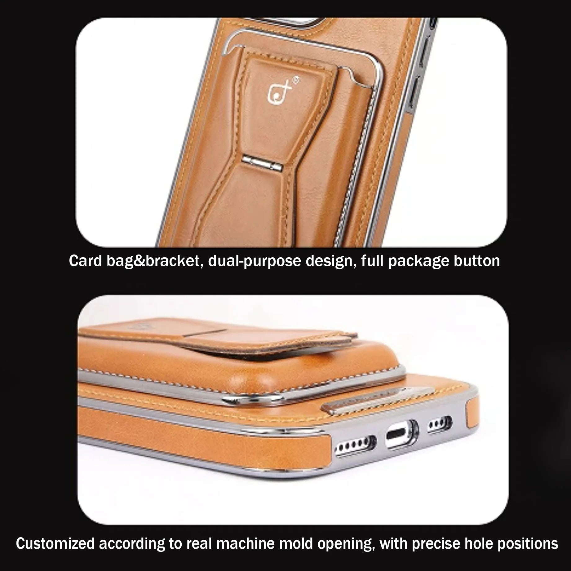 Invisible Folding Stand Magnetic Card Bag Phone Case for iPhone 15/14/13 Series