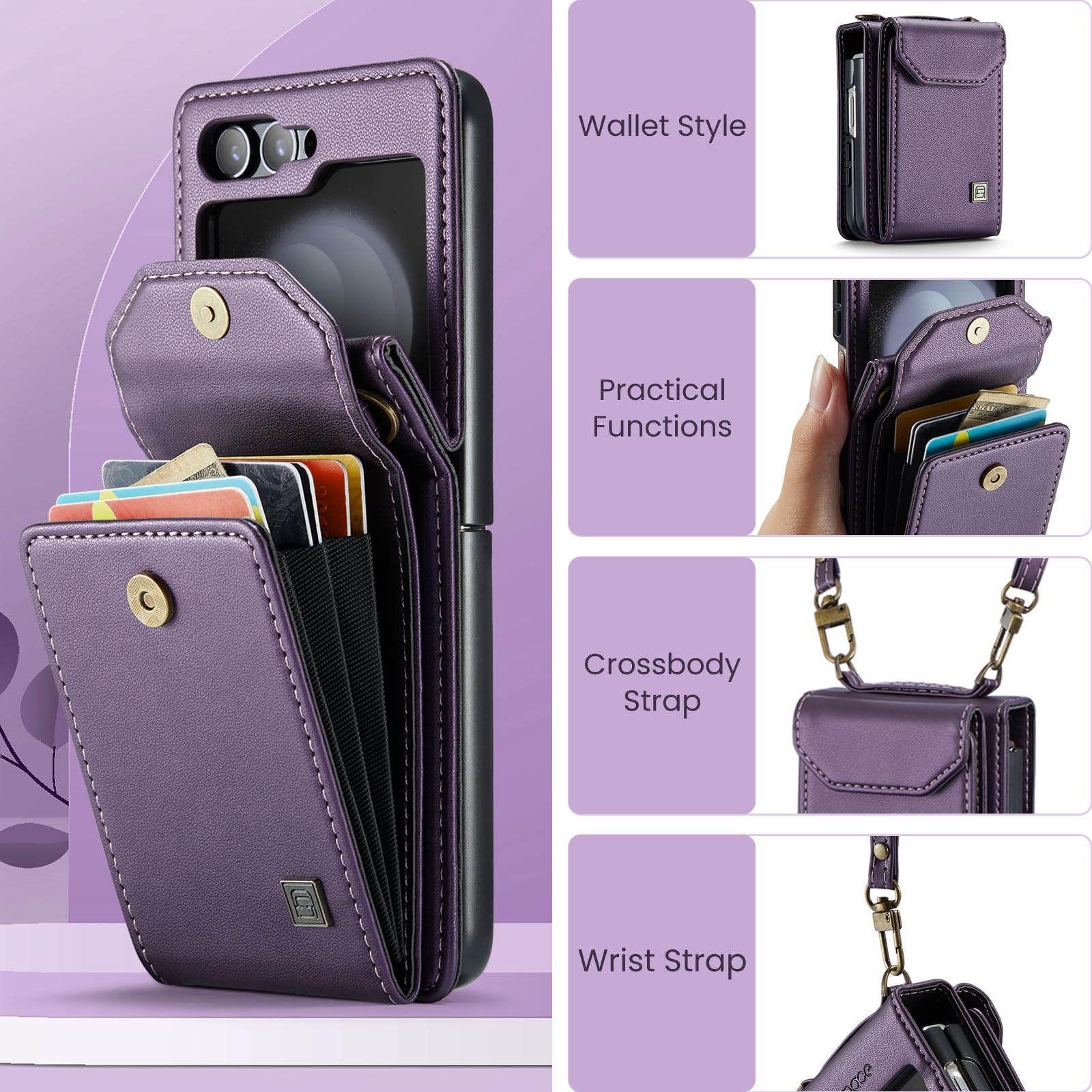 Suitable For Samsung Z Flip5/6 Foldable Screen Hanging Rope Organ Card Insert Protection Case