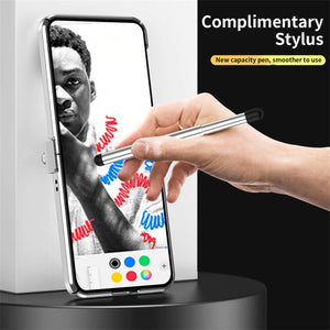 Suitable for Samsung Z Flip 3/4/5/6 case electroplating pure leather hinge with spen stylus full cover protective case