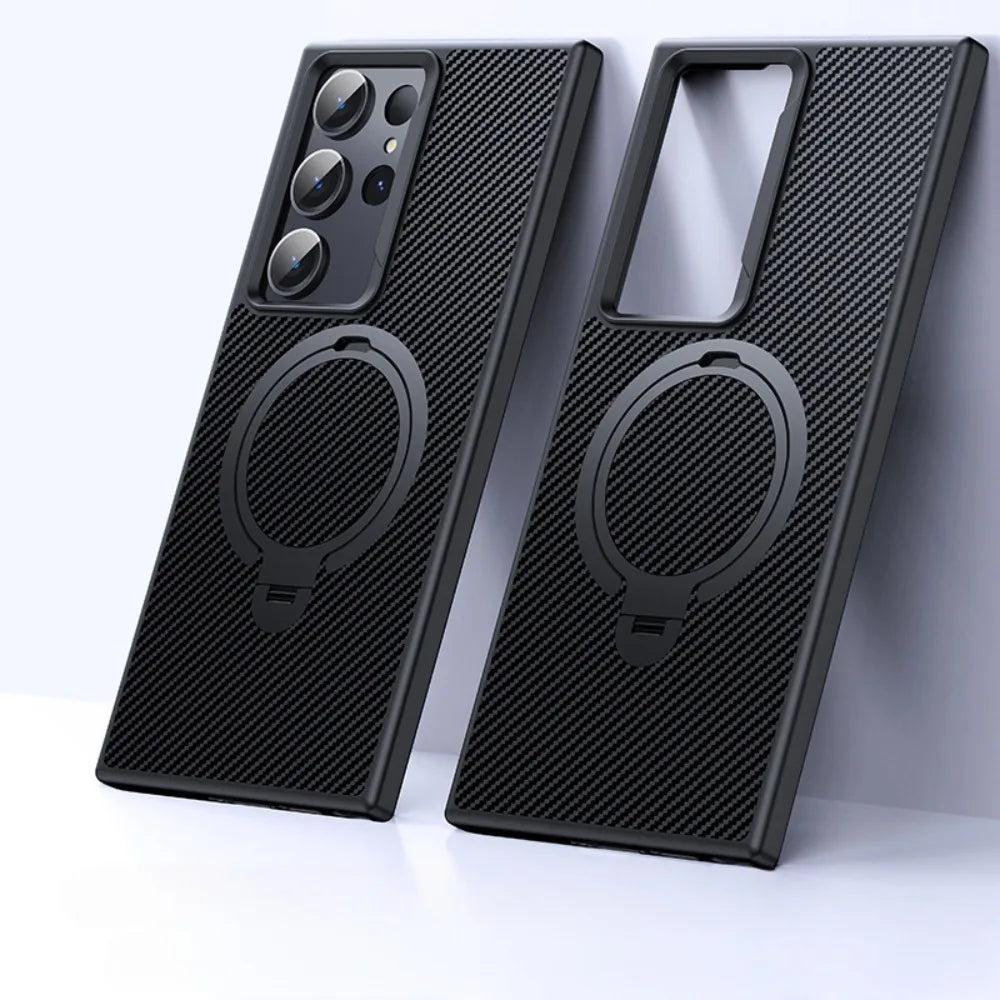 360 Rotating Bracket for MagSafe Magnetic Phone Case for Samsung Galaxy S25 Ultra Ring Holder Protective Cover