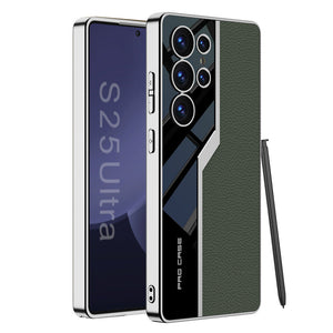 Electroplated Leather Anti-fall Protective Phone Case For Galaxy S25 Ultra