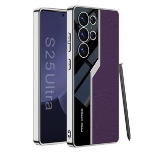 Electroplated Leather Anti-fall Protective Phone Case For Galaxy S25 Ultra