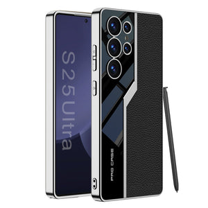 Electroplated Leather Anti-fall Protective Phone Case For Galaxy S25 Ultra