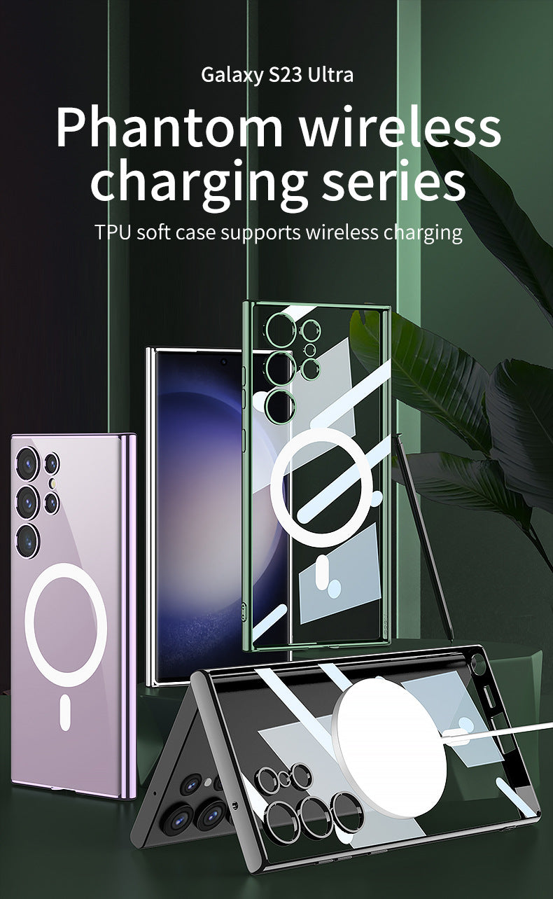 Compatible with Samsung S23 Ultra Electroplated Magnetic Suction Shockproof Phone Case