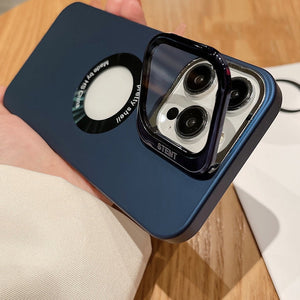 For iPhone 15 Camera Protective Mirror Bracket Magnetic Suction Phone Case