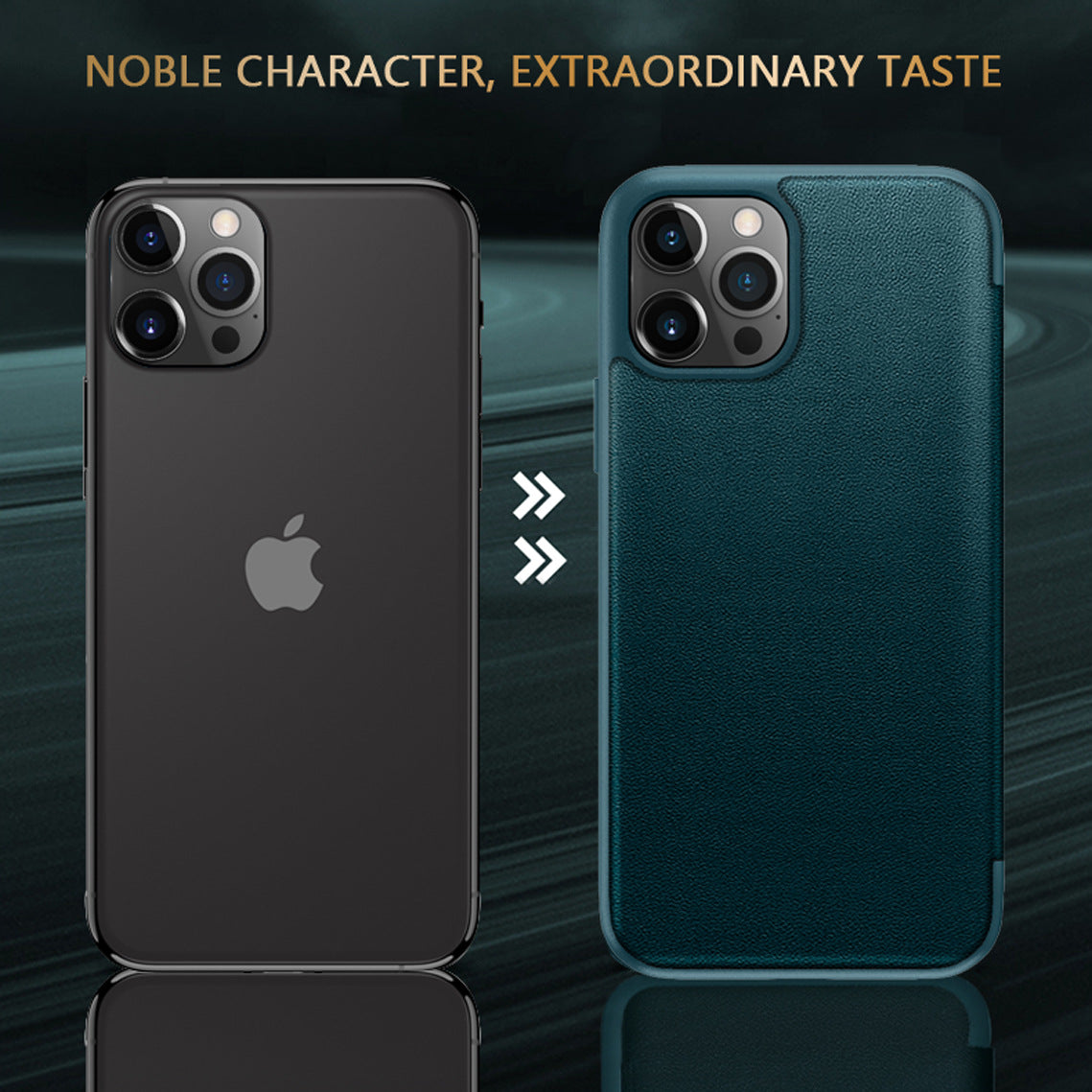Luxury PU Leather Smart Mirror HD Translucent View Flip Phone Case