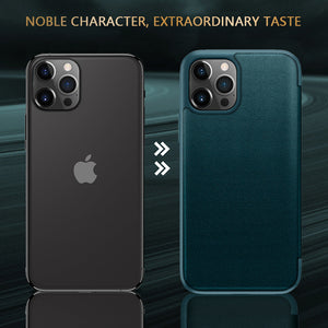 Luxury PU Leather Smart Mirror HD Translucent View Flip Phone Case