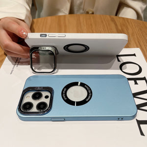 For iPhone 15 Camera Protective Mirror Bracket Magnetic Suction Phone Case