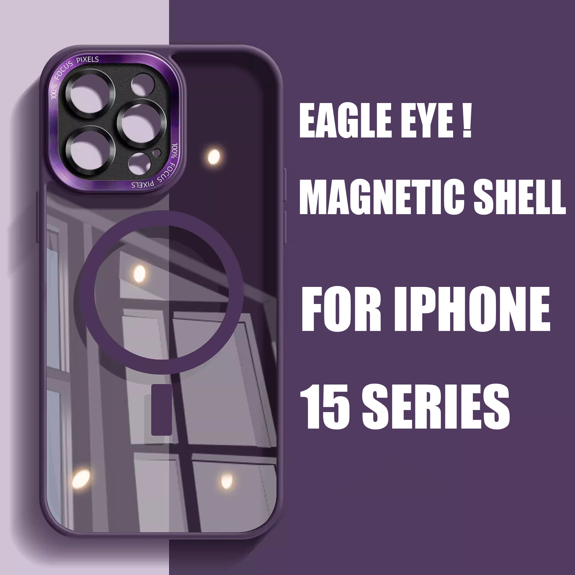 For iPhone15 Series Metal Lens Magnetic Phone Case