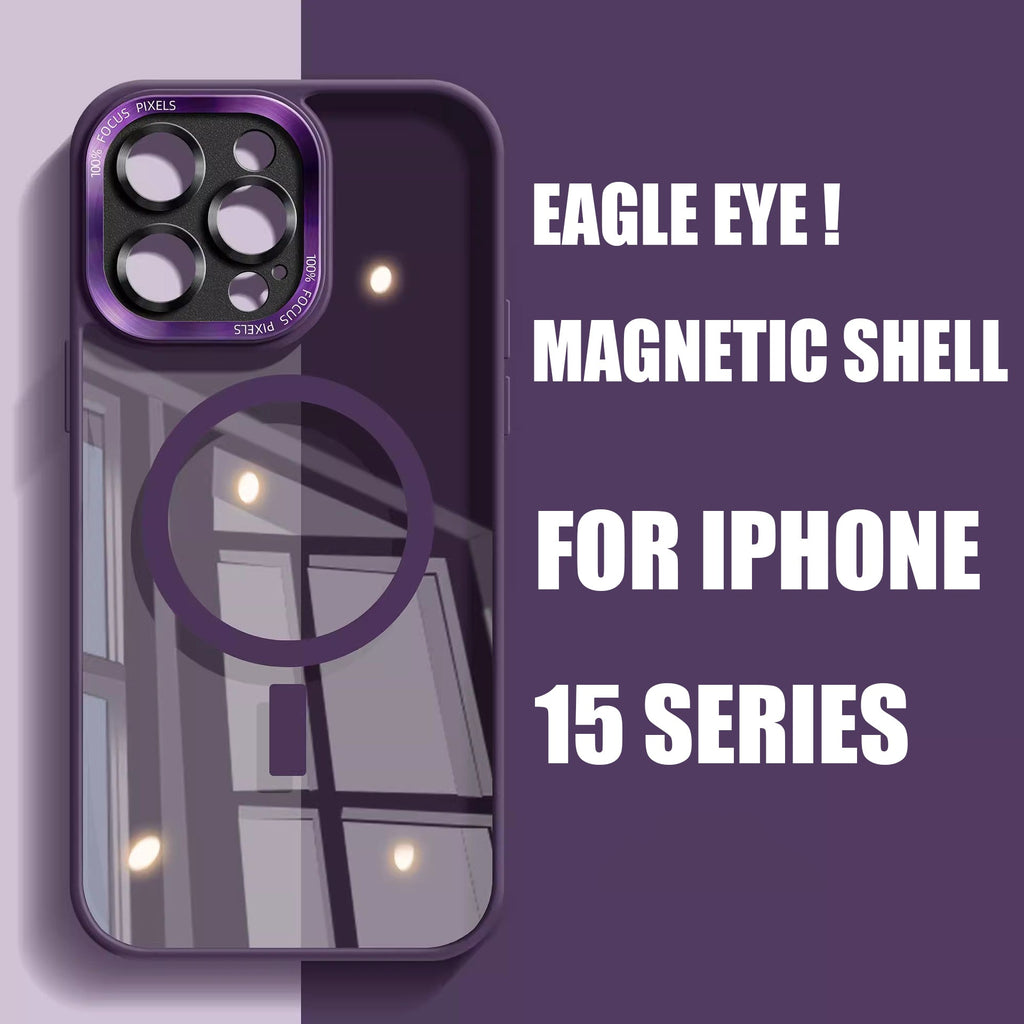 For iPhone15 Series Metal Lens Magnetic Phone Case