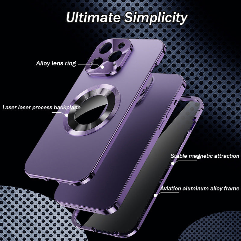 For iPhone 15 Series Double-sided Electroplated Glass Magnetic Phone Case