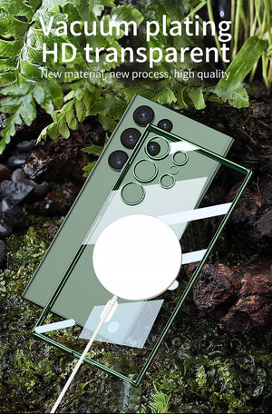 Compatible with Samsung S23 Ultra Electroplated Magnetic Suction Shockproof Phone Case