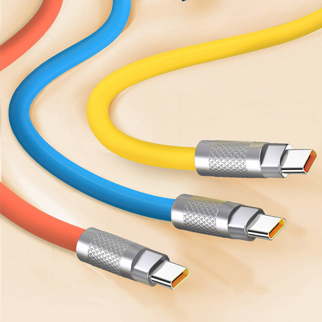 Metal shell liquid soft rubber data cable PD120W fast charging line ...