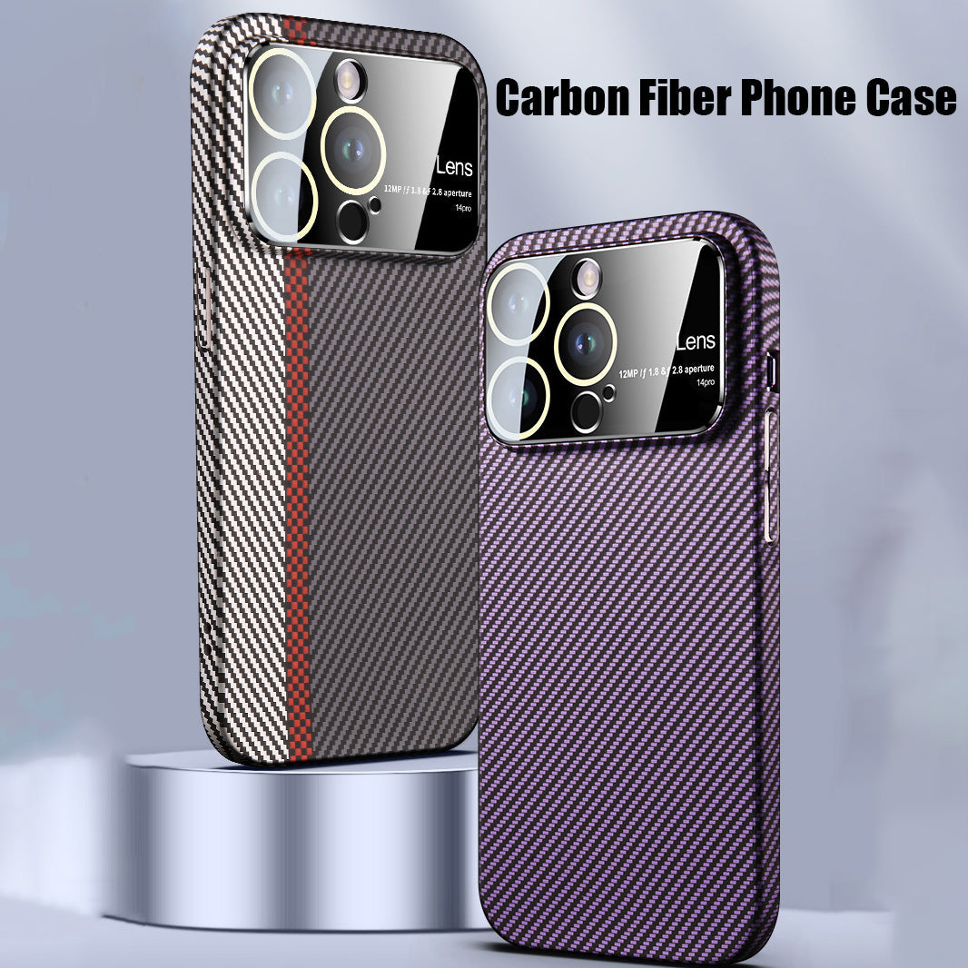 For iPhone 14 Series Carbon Fiber Large Window Phone Case