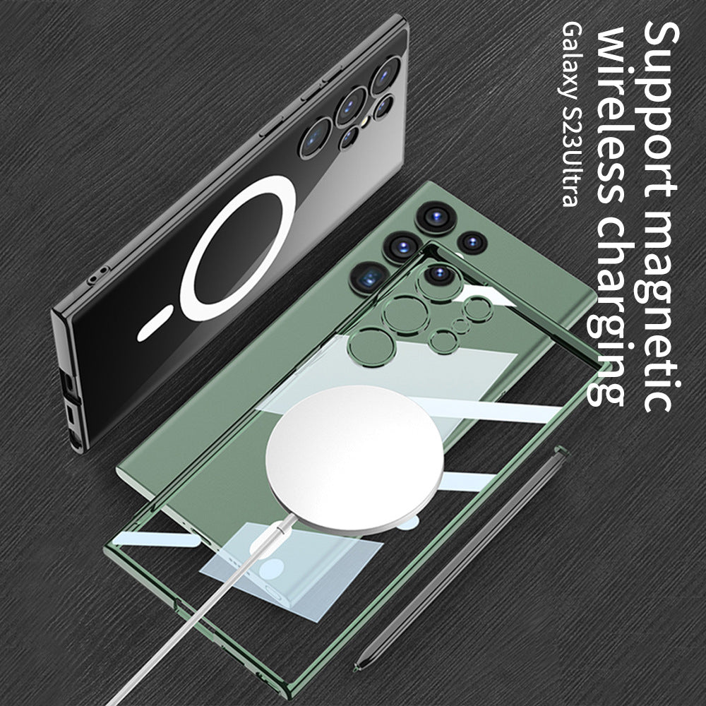 Compatible with Samsung S23 Ultra Electroplated Magnetic Suction Shockproof Phone Case