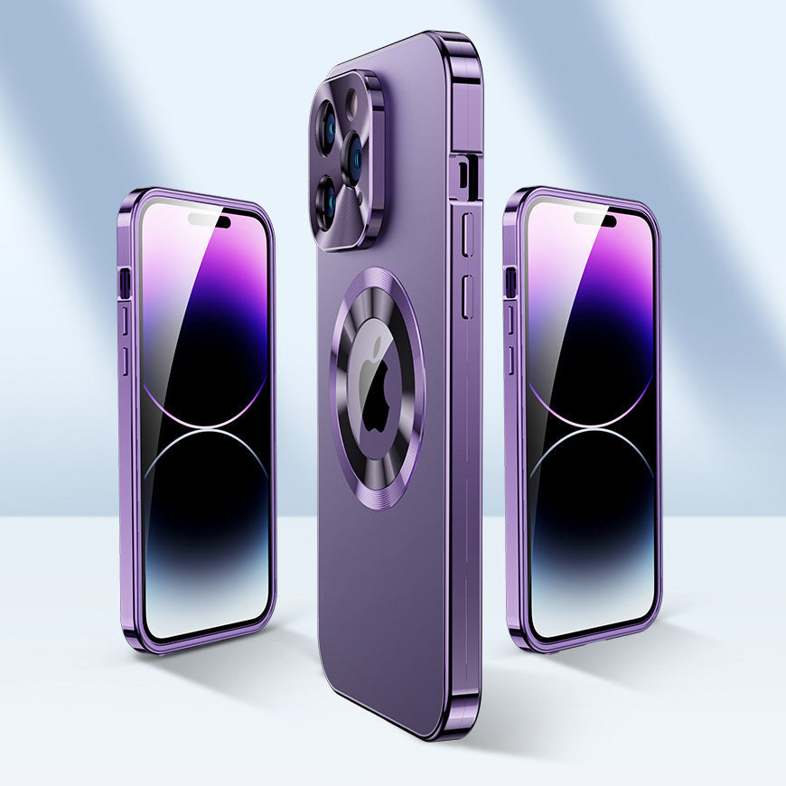 For iPhone 15 Series Double-sided Electroplated Glass Magnetic Phone Case
