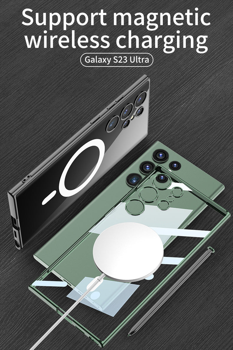 Compatible with Samsung S23 Ultra Electroplated Magnetic Suction Shockproof Phone Case