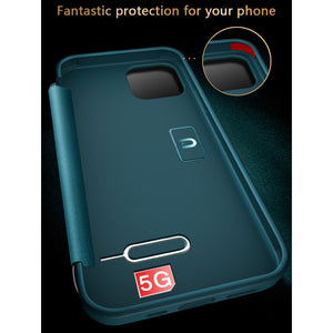 Luxury PU Leather Smart Mirror HD Translucent View Flip Phone Case