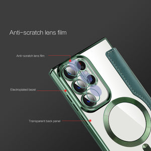 Magnetic Suction Business Leather Case For Samsung S25 Series Mobile Phone Case