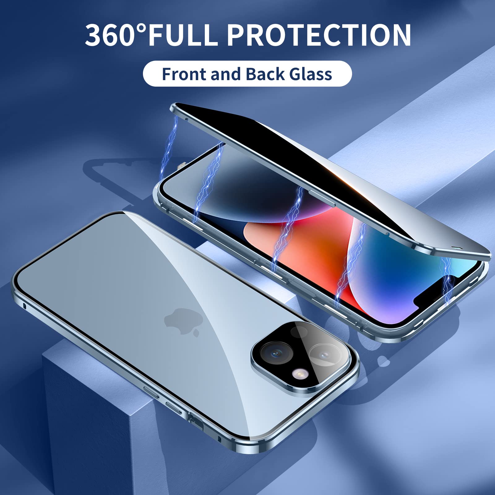 Anti-Peeping and HD Magnetic Double Sided Tempered Glass Case for iPhone 15 Series