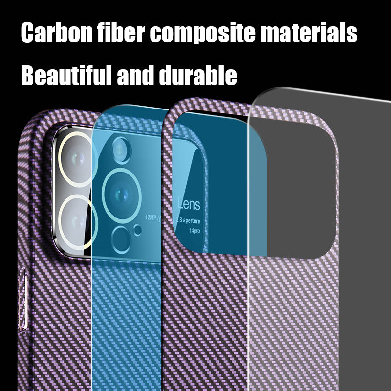 For iPhone 14 Series Carbon Fiber Large Window Phone Case