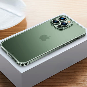For iPhone15 Series Luban Buckle Metal Middle Frame/Frosted Back Panel/Lens All-Inclusive Mobile Phone Case