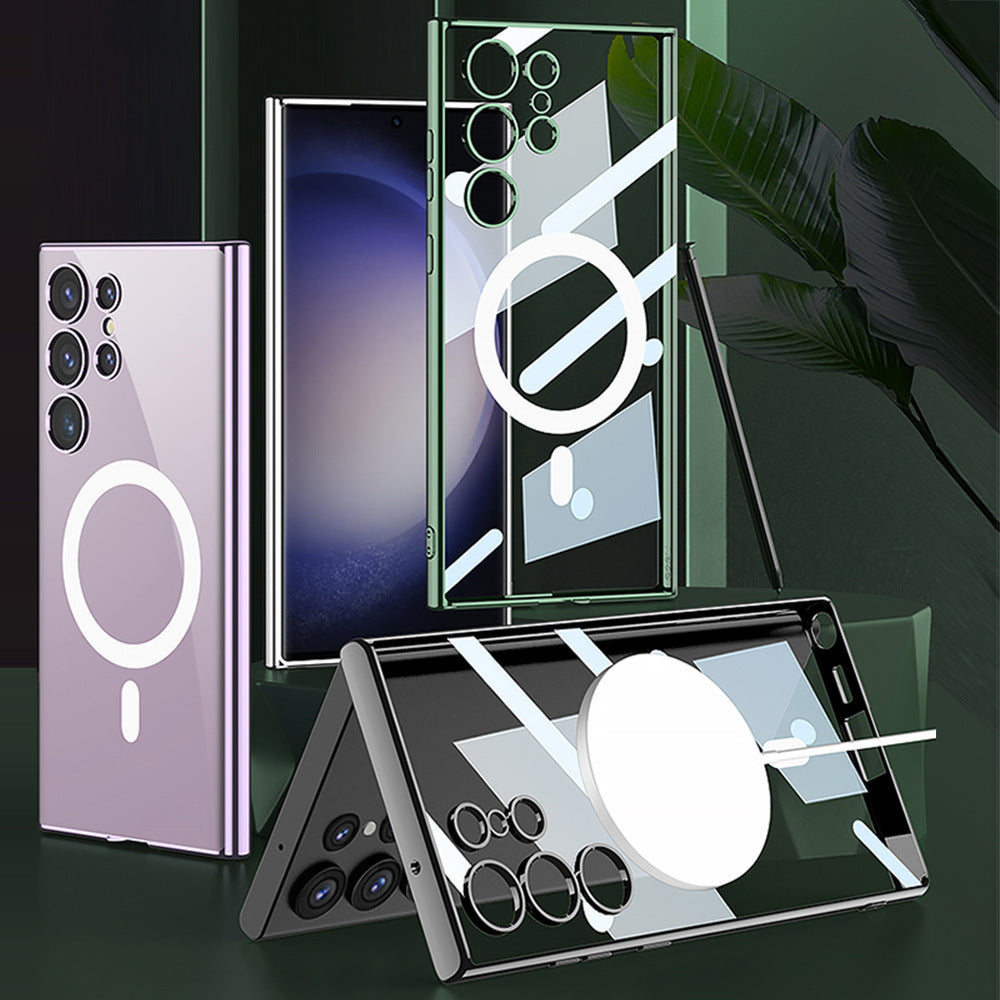 Compatible with Samsung S23 Ultra Electroplated Magnetic Suction Shockproof Phone Case