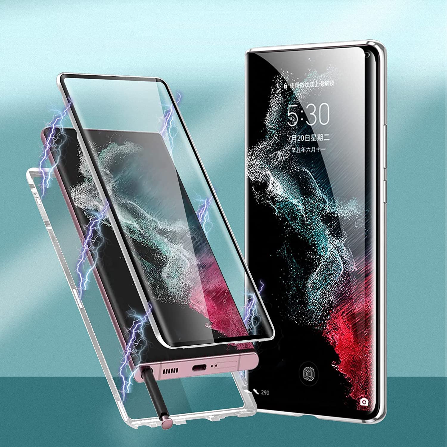 Magnetic Double Sided Tempered Glass Phone Case for Samsung S24/25 Ultra