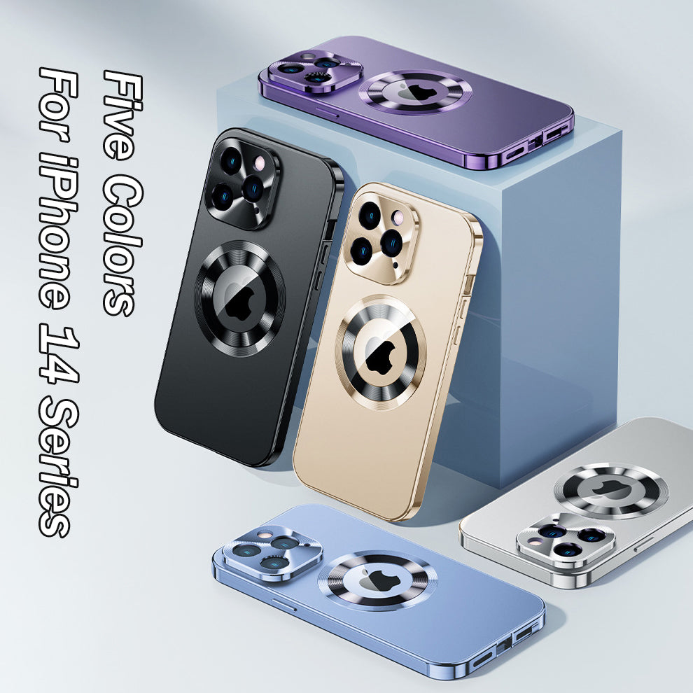 For iPhone 15 Series Double-sided Electroplated Glass Magnetic Phone Case