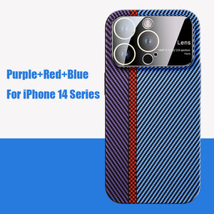 For iPhone 14 Series Carbon Fiber Large Window Phone Case