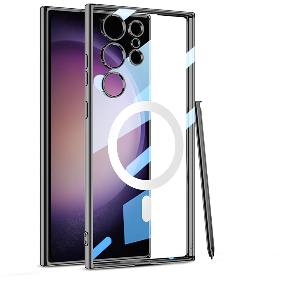Compatible with Samsung S23 Ultra Electroplated Magnetic Suction Shockproof Phone Case