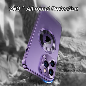 For iPhone 15 Series Double-sided Electroplated Glass Magnetic Phone Case